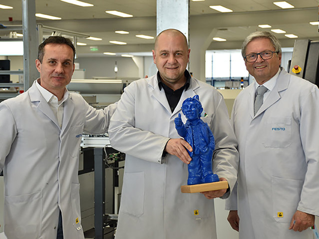 Kalin Dobrev, General Manager (left), and Ivan Lazov, Operations Manager Electric Drives & SMT (center), from Festo Bulgaria with Ersa General Sales Manager Rainer Krauss (right) Kalin Dobrev, General Manager (left), and Ivan Lazov, Operations Manager Electric Drives & SMT (center), from Festo Bulgaria with Ersa General Sales Manager Rainer Krauss (right)