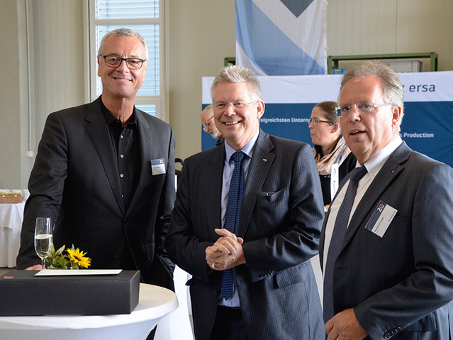 Wertheim’s Mayor Stefan Mikulicz (left) with Rainer Kurtz (middle) and District Administrator Reinhard Frank (right)