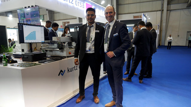 Area Sales Managers Ankit Shukla and Dietmar in front of the Ersa Rework System HR 600P