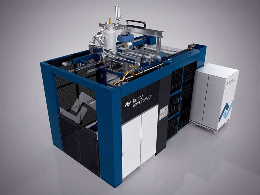 Kurtz WAVE FOAMER relies on a steam-free process for processing particle foam moulded parts 