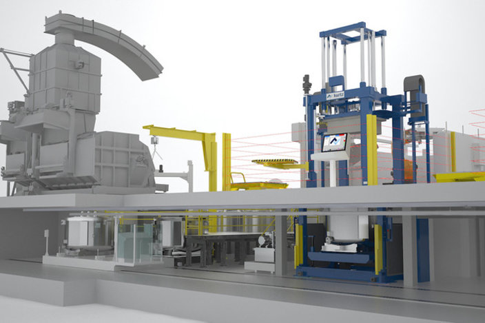 View of a Kurtz casting line with furnace shuttle