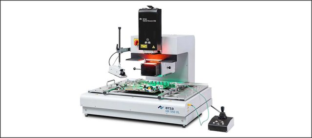 Powerful and precise: The semi-automatic HR 550 XL has eight under-radiant heating zones. The motorized X/Y fine adjustment and component rotation are also impressive Powerful and precise: The semi-automatic HR 550 XL has eight under-radiant heating zones. The motorized X/Y fine adjustment and component rotation are also impressive