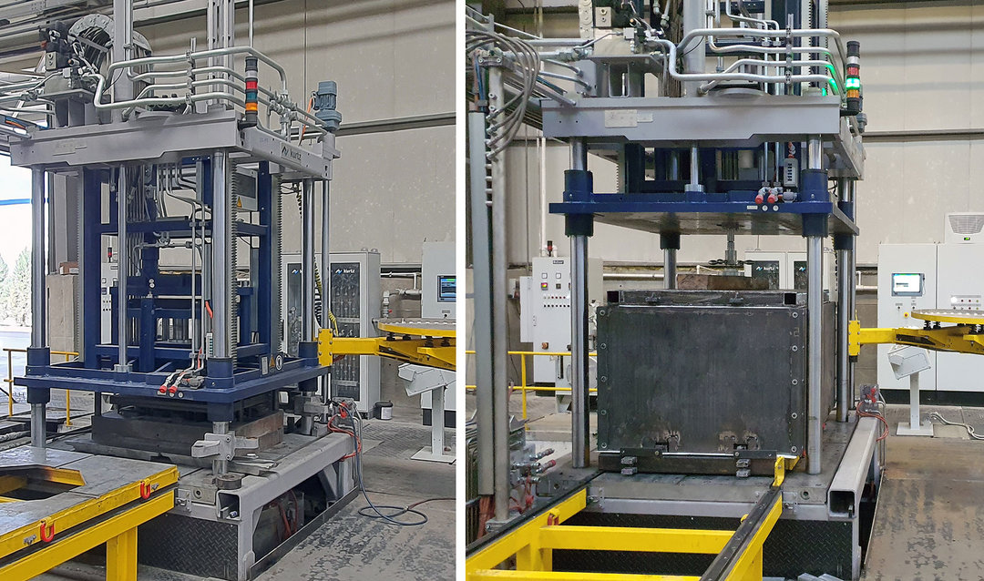 Top flexibility for customer foundries: Kurtz AL13-13SC "2-in-1 solution" - left: mold, right: sand mold/core package