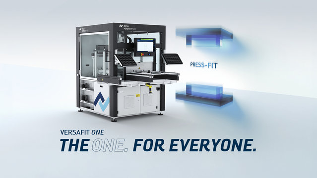 VERSAFIT ONE - semi-automatic press-fit system that sets new standards in precision, process reliability, and cost-effectiveness as a compact batch machine - ideal for medium-sized manufacturing companies with a high product mix (opt. add. equipment fig.) Ersa VERSAFIT ONE - semi-automatic press-fit system that sets new standards in precision, process reliability, and cost-effectiveness as a compact batch machine - ideal for medium-sized manufacturing companies with a high product mix (fig. with optional additional equipment)