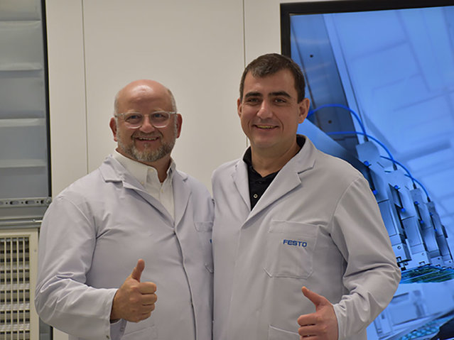Project partners after successful completion: Stoyan Stoyanov, Global SMD/SMT Expert Festo Bulgaria (right), and Ersa Area Sales Manager Christian Ott Project partners after successful completion: Stoyan Stoyanov, Global SMD/SMT Expert Festo Bulgaria (right), and Ersa Area Sales Manager Christian Ott