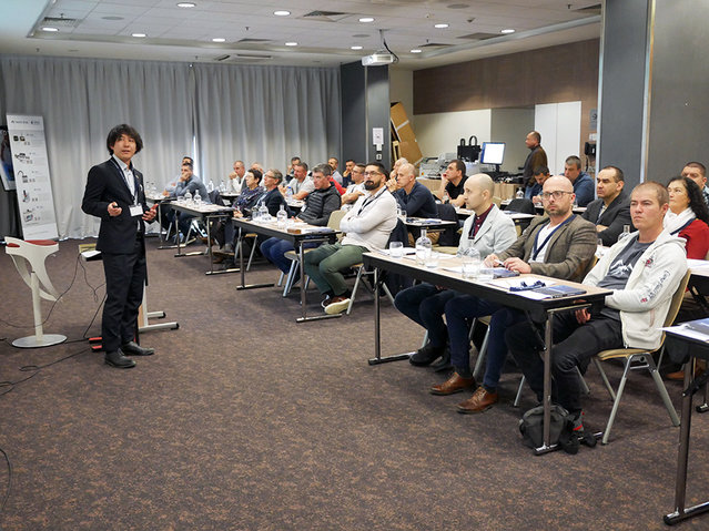 Kazuki Watanabe (Tamura Elsold) during his update on the future use of soldering materials