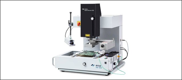 The HR 500 rework system offers hybrid rework technology for budget-oriented users - but without sacrificing precision and quality in the processing of electronic assemblies The HR 500 rework system offers hybrid rework technology for budget-oriented users - but without sacrificing precision and quality in the processing of electronic assemblies